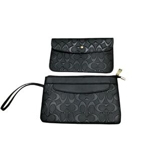 Coach  Black C print Embossed Women's Clutch Set